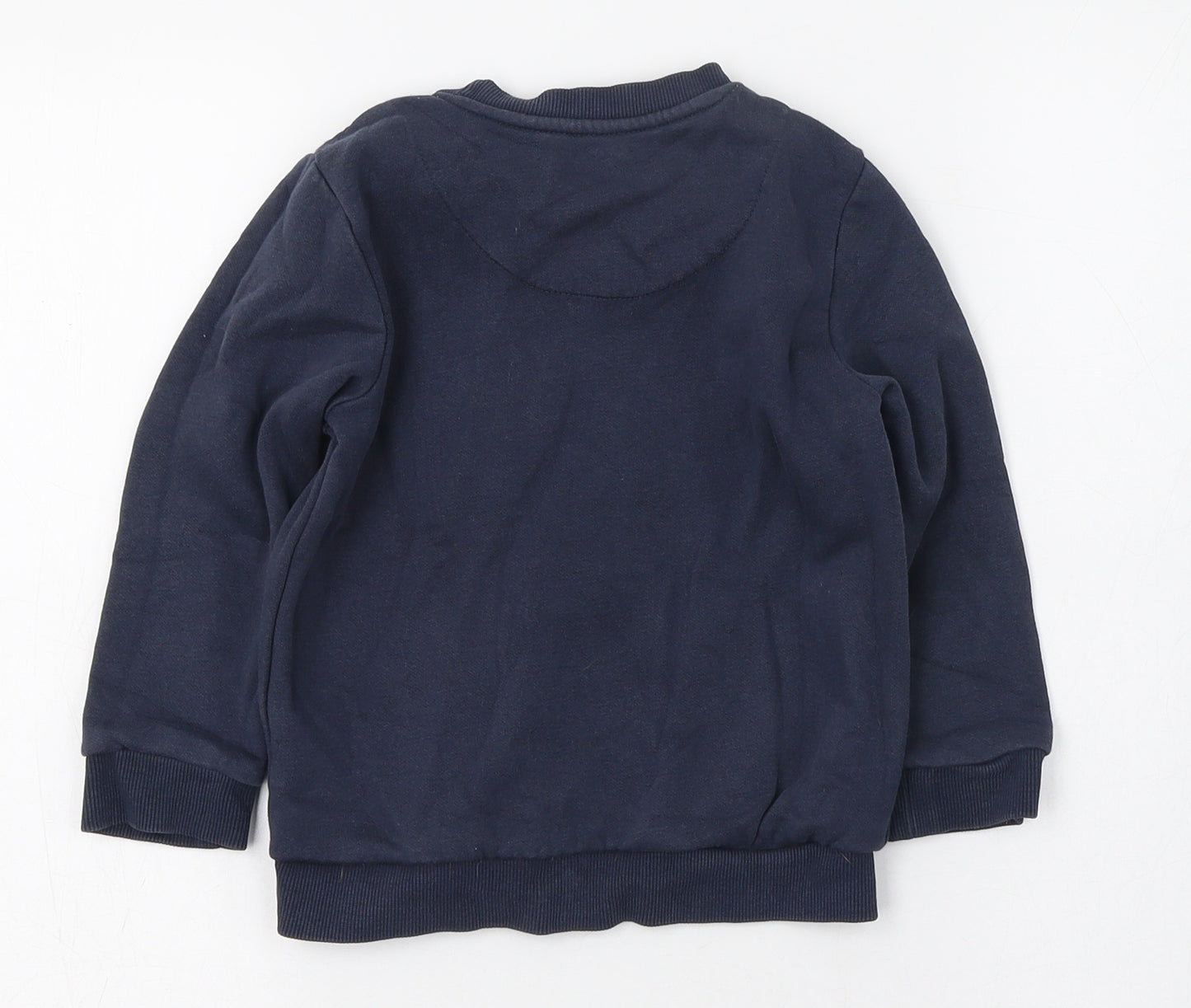 F&F Boys Blue Round Neck  Cotton Pullover Jumper Size 3-4 Years  Pullover