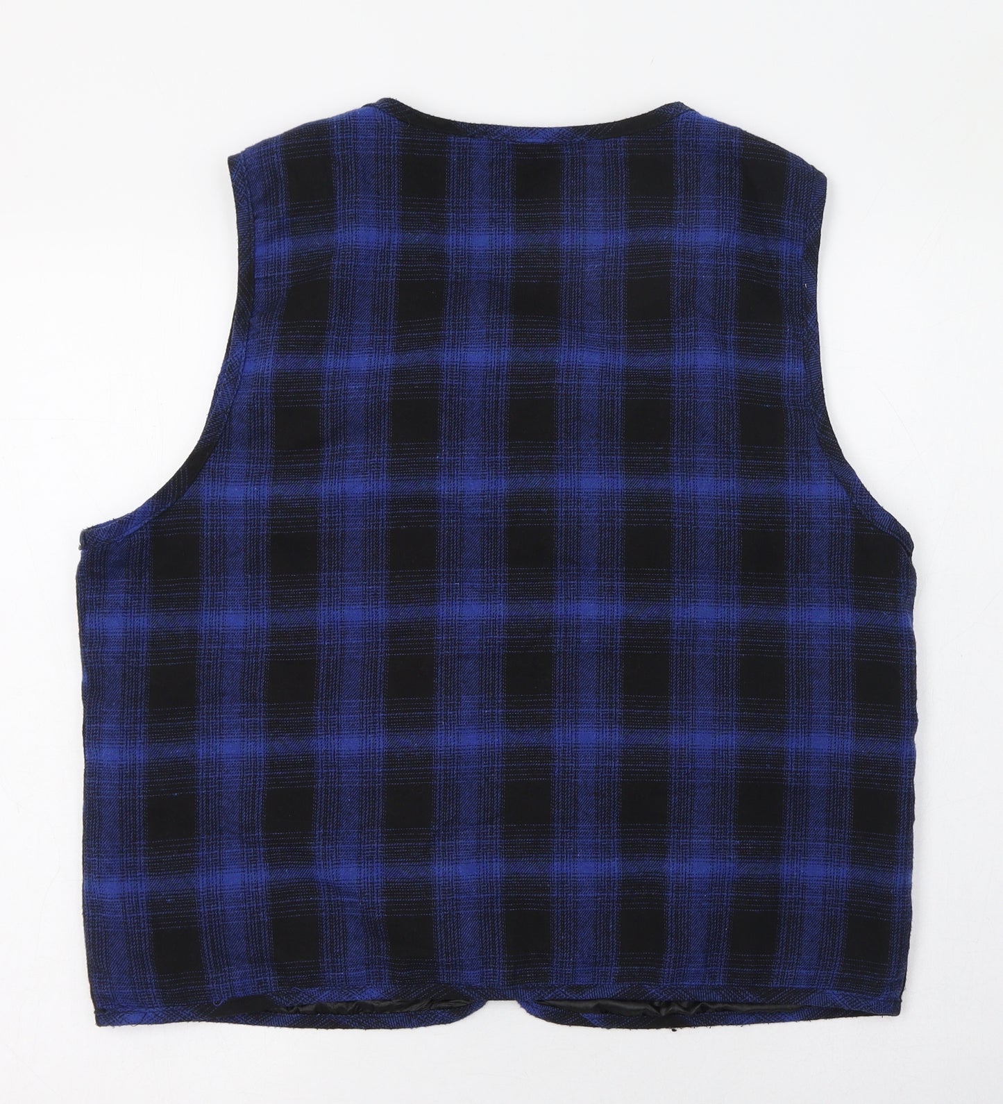 BoohooMAN Mens Blue Check Polyester  T-Shirt Size L V-Neck