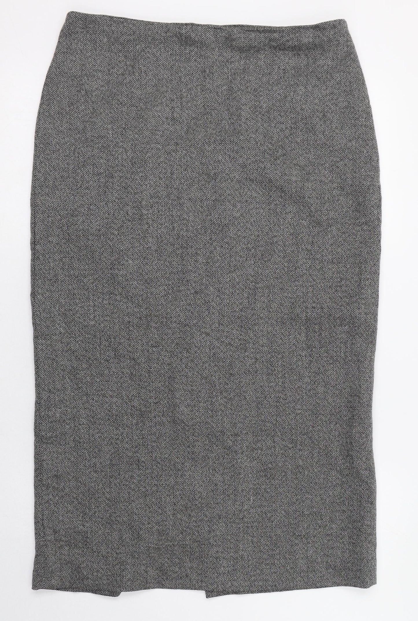Zara Womens Grey  Polyester Straight & Pencil Skirt Size 14   Zip