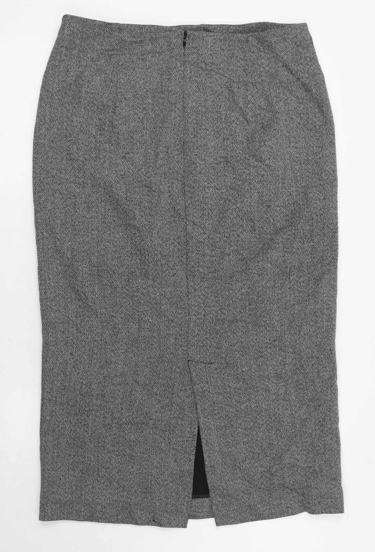 Zara Womens Grey  Polyester Straight & Pencil Skirt Size 14   Zip