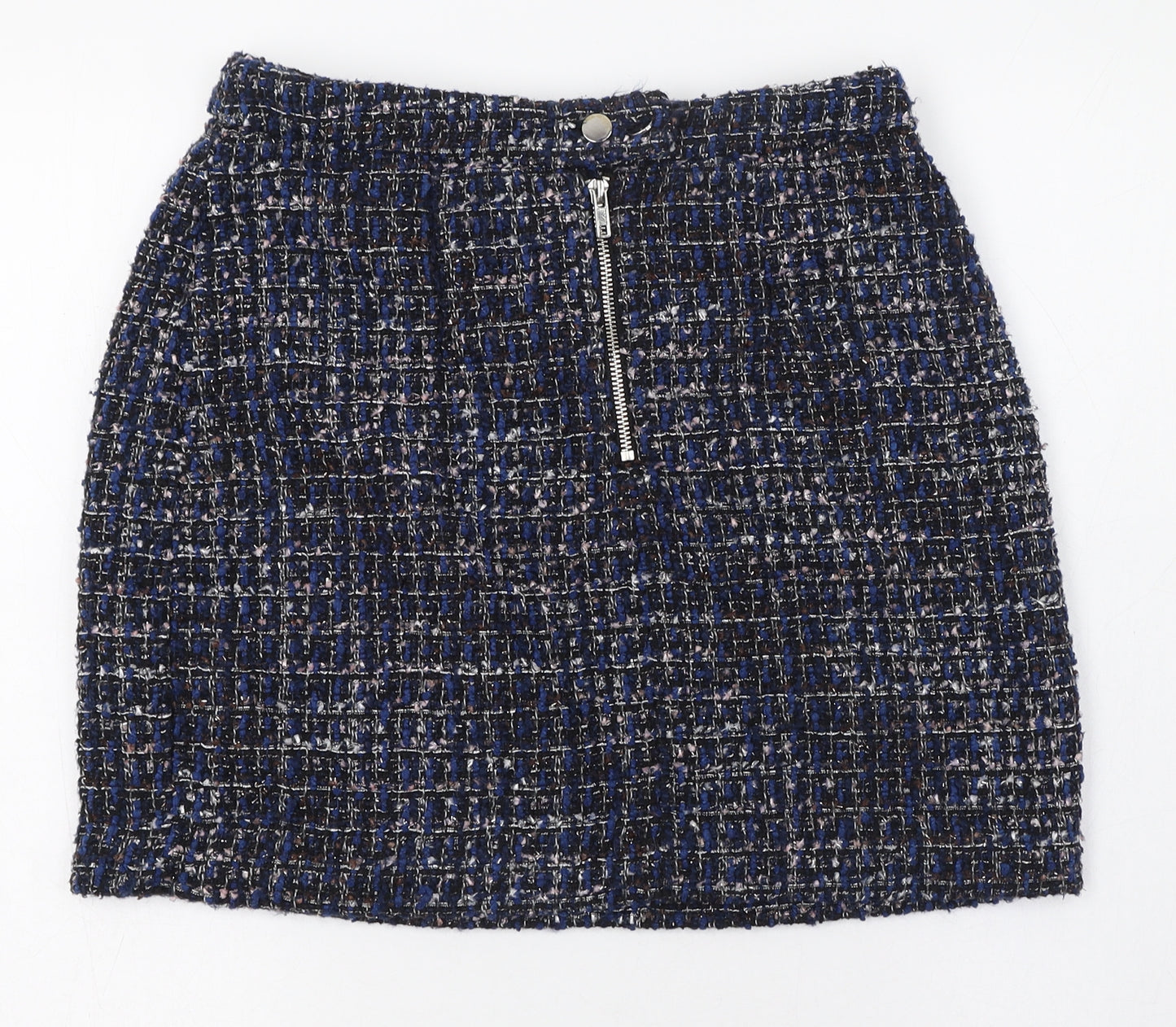 New Look Womens Blue  Polyester Straight & Pencil Skirt Size 8   Zip