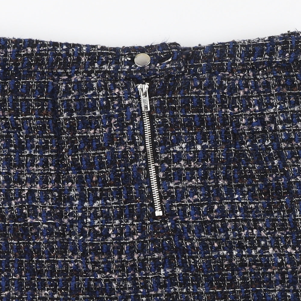 New Look Womens Blue  Polyester Straight & Pencil Skirt Size 8   Zip