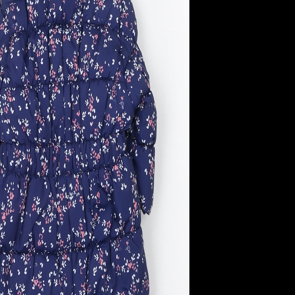 Mothercare Girls Blue Floral Cotton Jumpsuit Outfit/Set Size 0-3 Months  Zip
