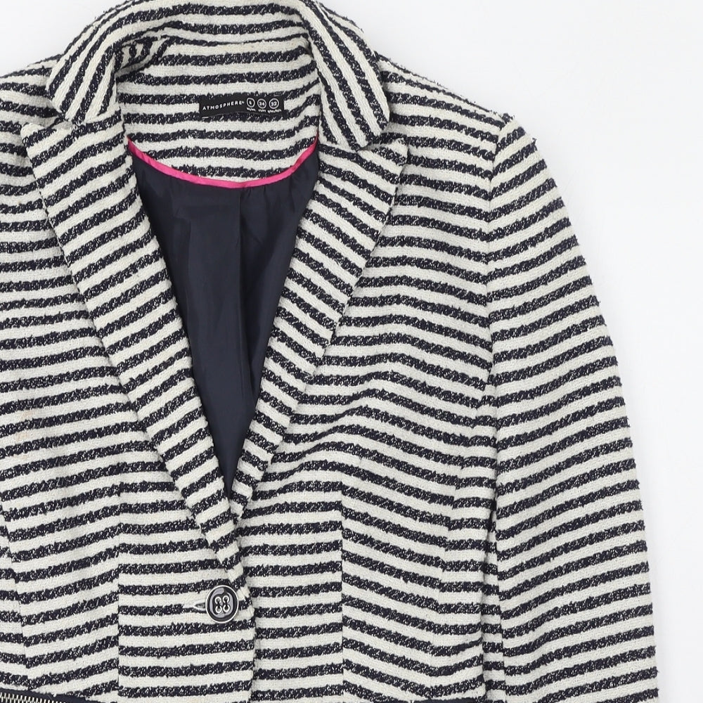 Atmosphere Womens Ivory Striped  Jacket  Size 6  Button - Blazer