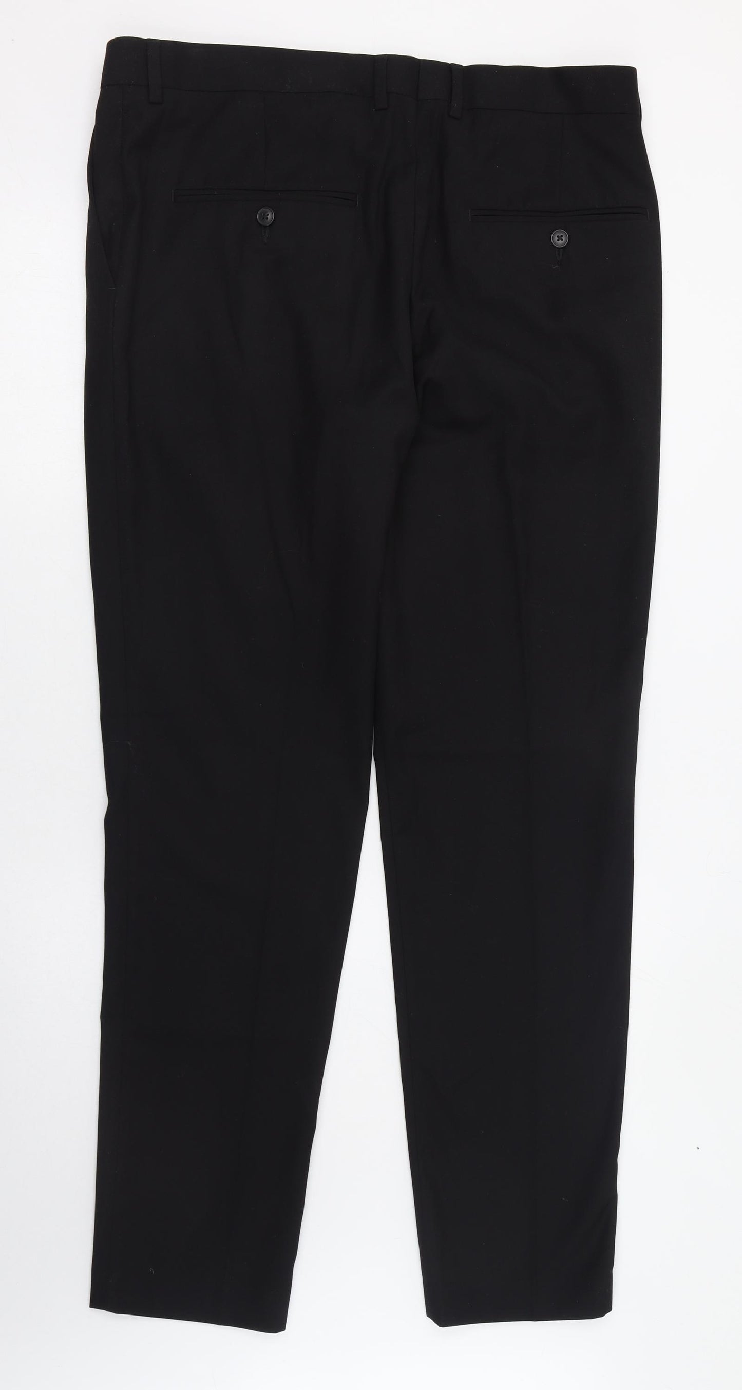 H&M Womens Black  Polyester Trousers  Size 26 L32 in Regular Zip