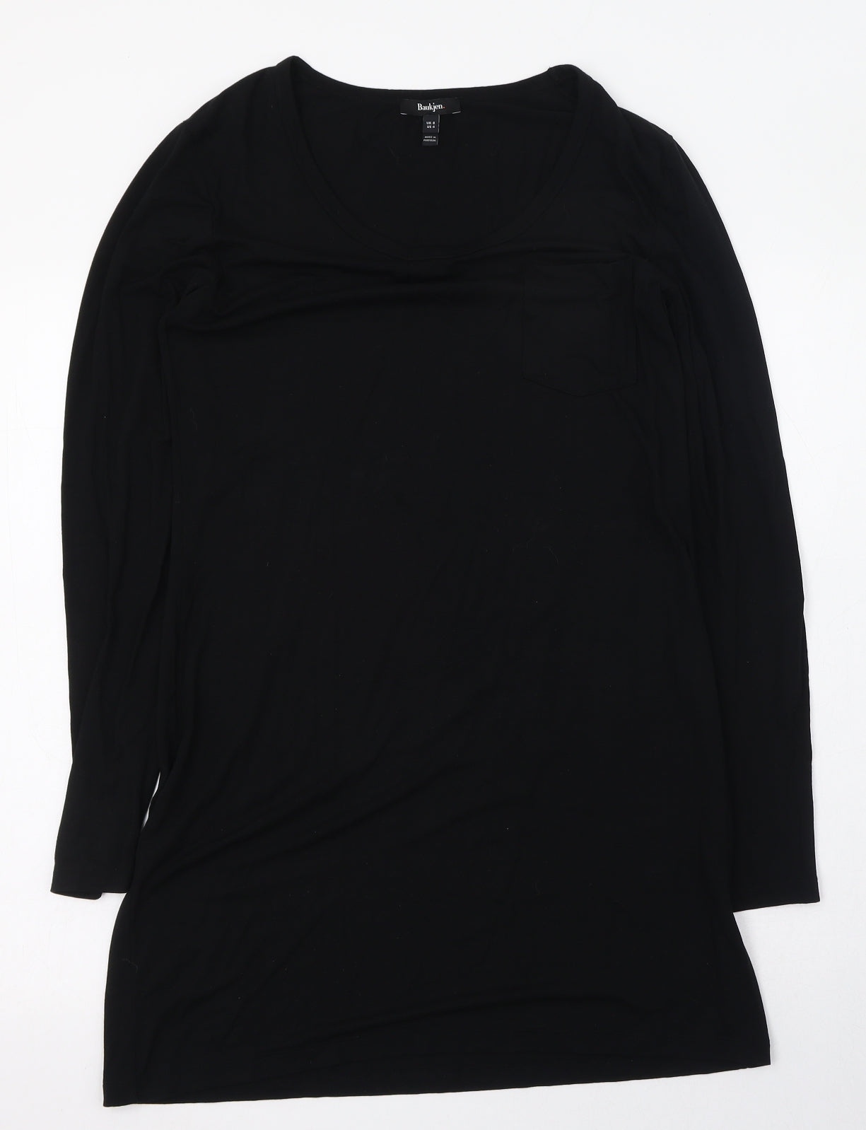 Baukjen Womens Black  Viscose T-Shirt Dress  Size 8  Round Neck Pullover