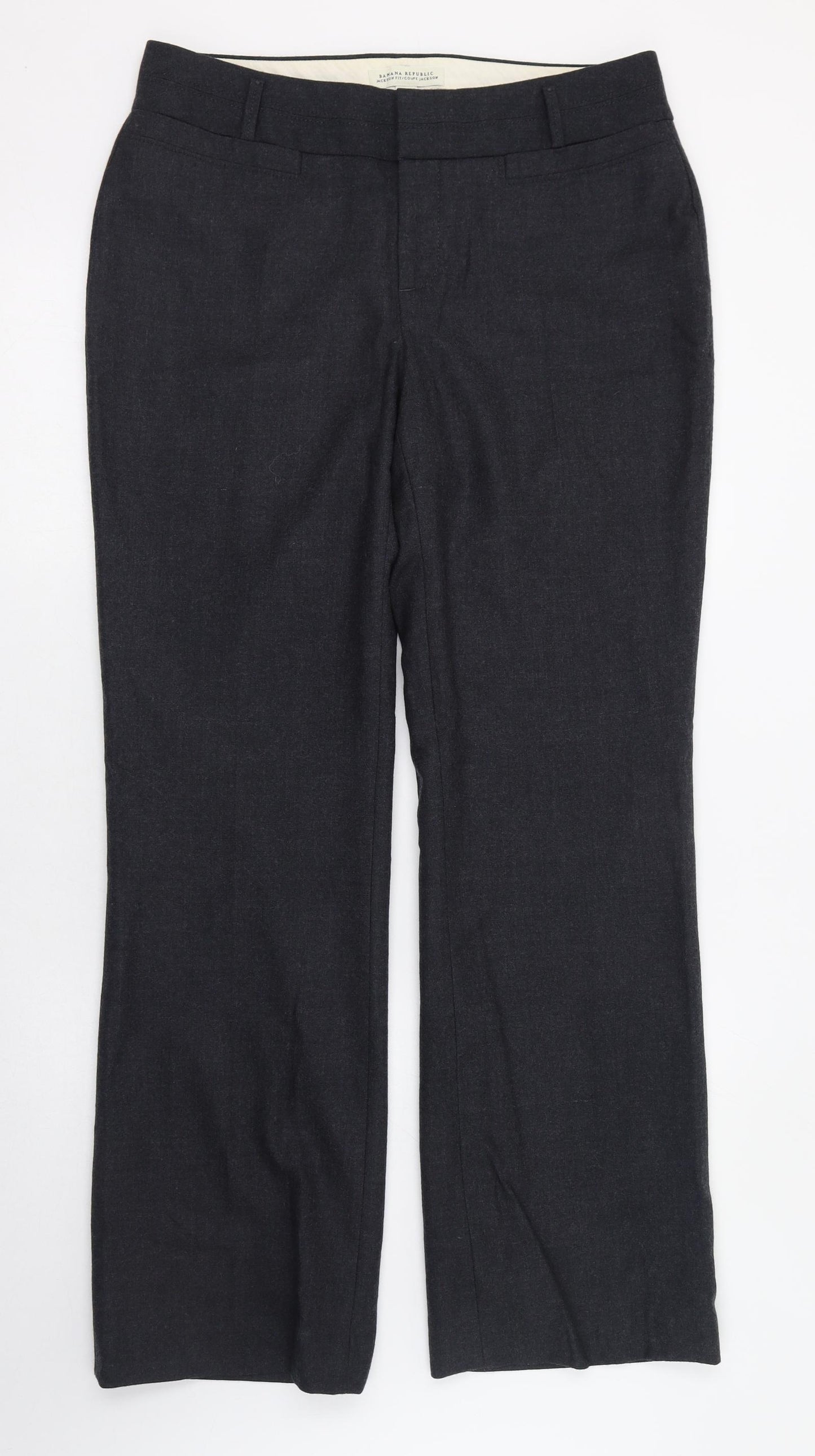 Banana Republic Womens Grey  Wool Trousers  Size 8 L30 in Regular Zip