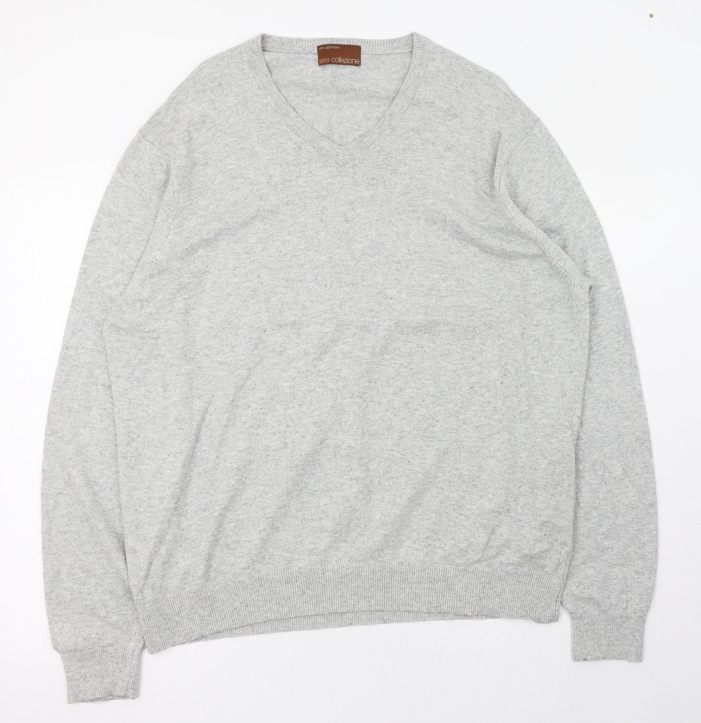 Marks and Spencer Mens Grey V-Neck  Viscose Pullover Jumper Size XL