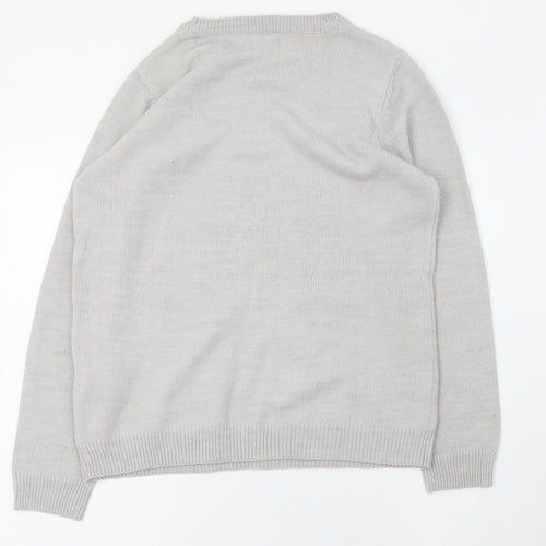 F&F Womens Grey Round Neck  Acrylic Pullover Jumper Size 12   - Christmas
