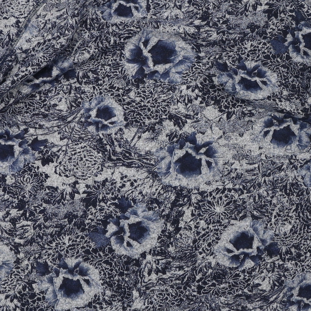 Marks and Spencer Womens Blue Round Neck Floral Polyester Pullover Jumper Size 16