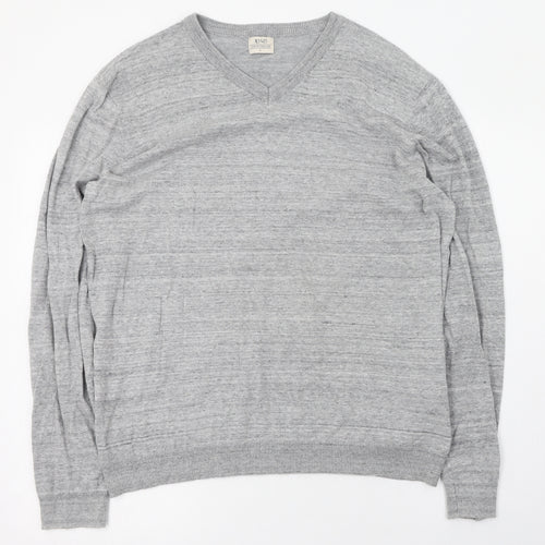 Matalan Mens Grey V-Neck  Cotton Pullover Jumper Size L