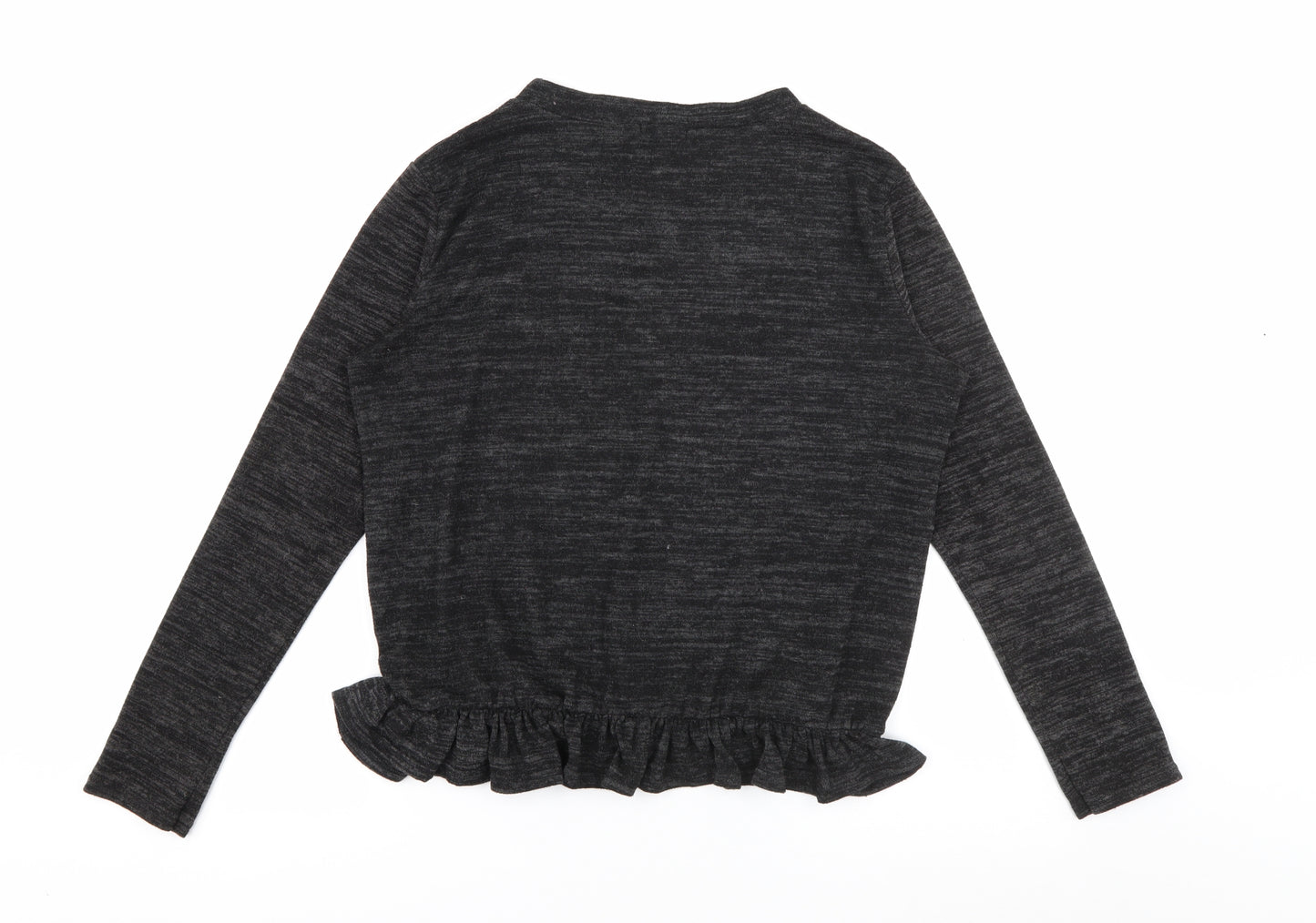 Boohoo Womens Grey V-Neck  Polyester Pullover Jumper Size L
