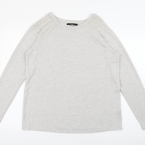 Geaorge Womens Grey Crew Neck  Viscose Pullover Jumper Size M