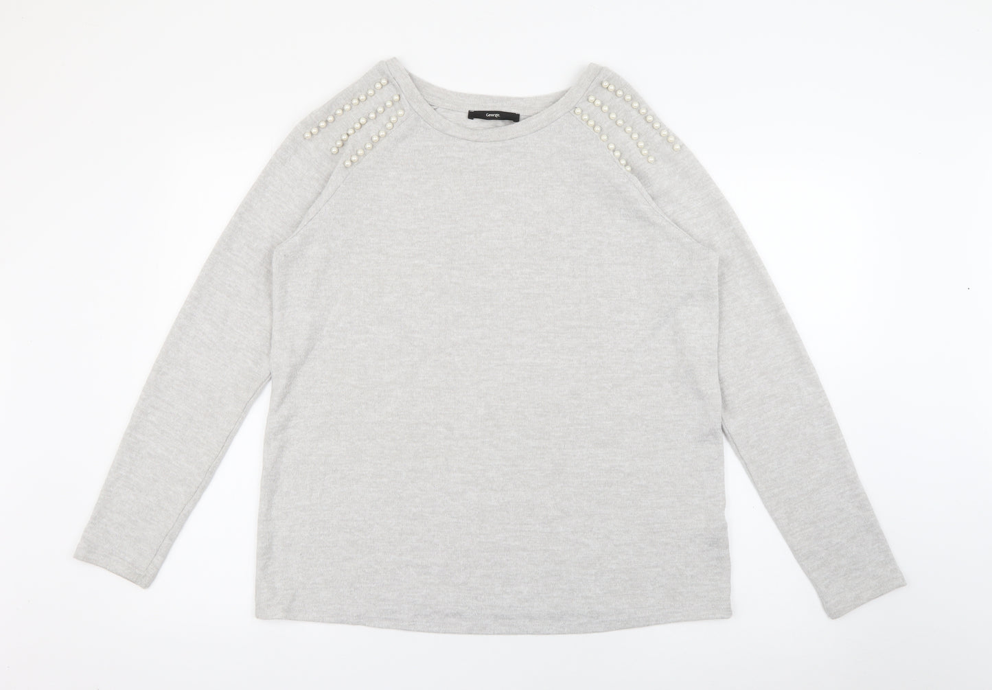Geaorge Womens Grey Crew Neck  Viscose Pullover Jumper Size M