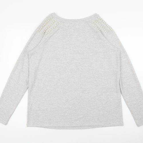 Geaorge Womens Grey Crew Neck  Viscose Pullover Jumper Size M