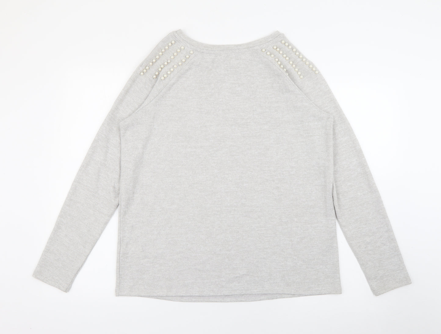 Geaorge Womens Grey Crew Neck  Viscose Pullover Jumper Size M