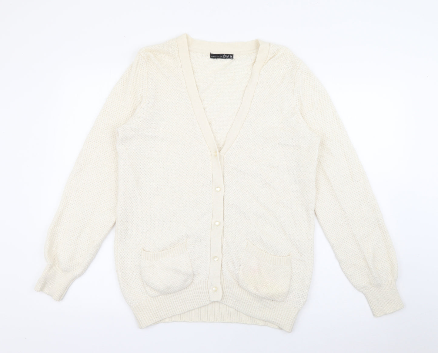 Primark Womens Ivory V-Neck  Viscose Cardigan Jumper Size 18
