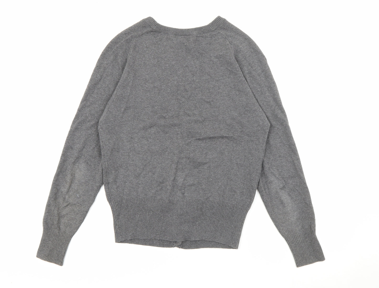 Trutex Womens Grey V-Neck  Cotton Cardigan Jumper Size M