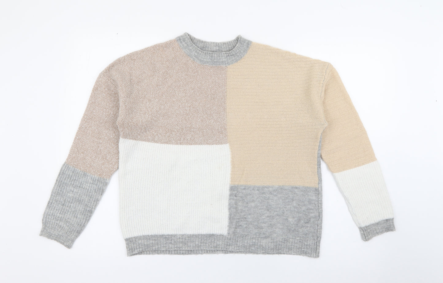 New Look Womens Beige Crew Neck  Acrylic Pullover Jumper Size S