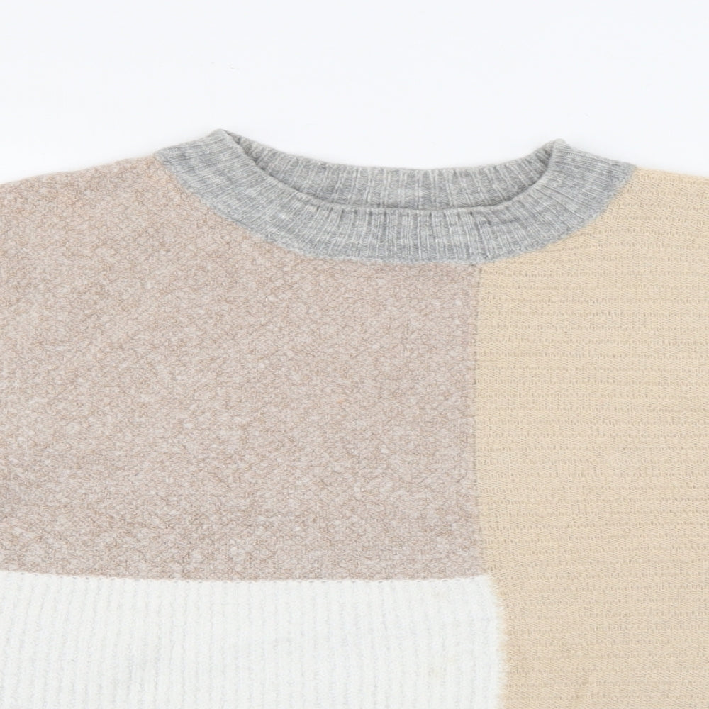 New Look Womens Beige Crew Neck  Acrylic Pullover Jumper Size S