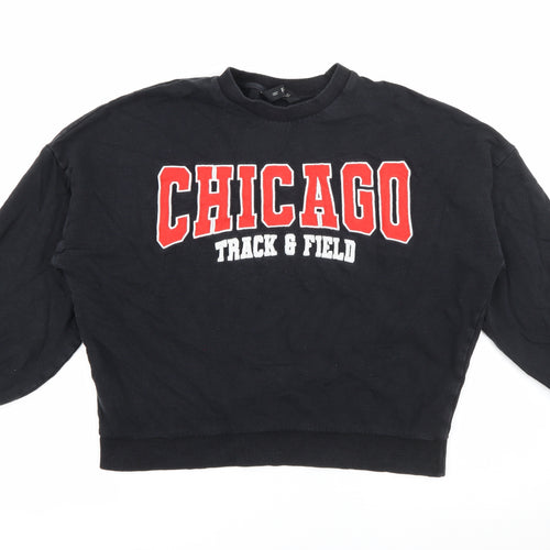 F&F Womens Black  Cotton Pullover Sweatshirt Size 10