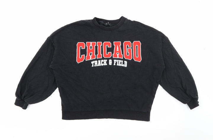 F&F Womens Black  Cotton Pullover Sweatshirt Size 10