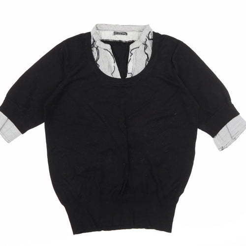 Sevenhill Womens Black Collared  Viscose Pullover Jumper Size XL