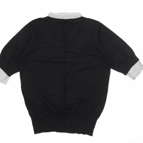 Sevenhill Womens Black Collared  Viscose Pullover Jumper Size XL