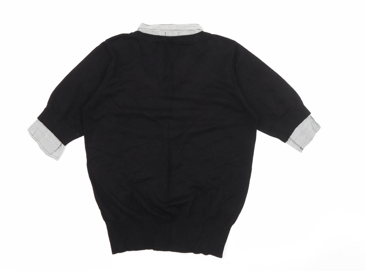 Sevenhill Womens Black Collared  Viscose Pullover Jumper Size XL