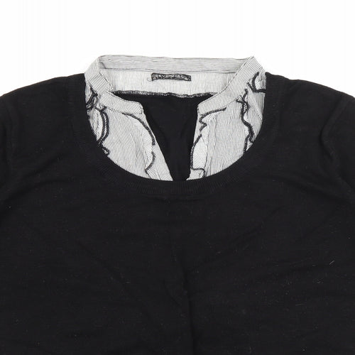 Sevenhill Womens Black Collared  Viscose Pullover Jumper Size XL