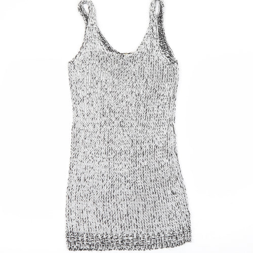H&M Womens Silver  Viscose Bodycon  Size 10  Scoop Neck  - Sparkle