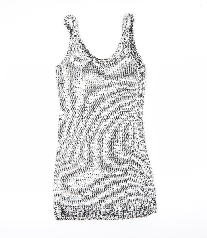 H&M Womens Silver  Viscose Bodycon  Size 10  Scoop Neck  - Sparkle