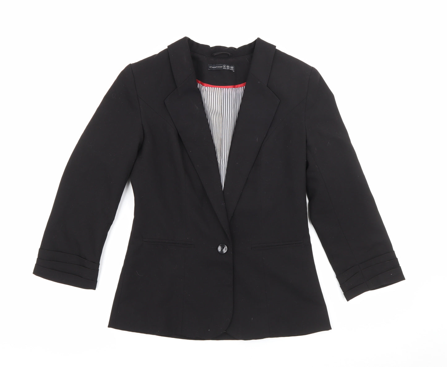 Atmosphere Womens Black  Polyester Jacket Blazer Size 6
