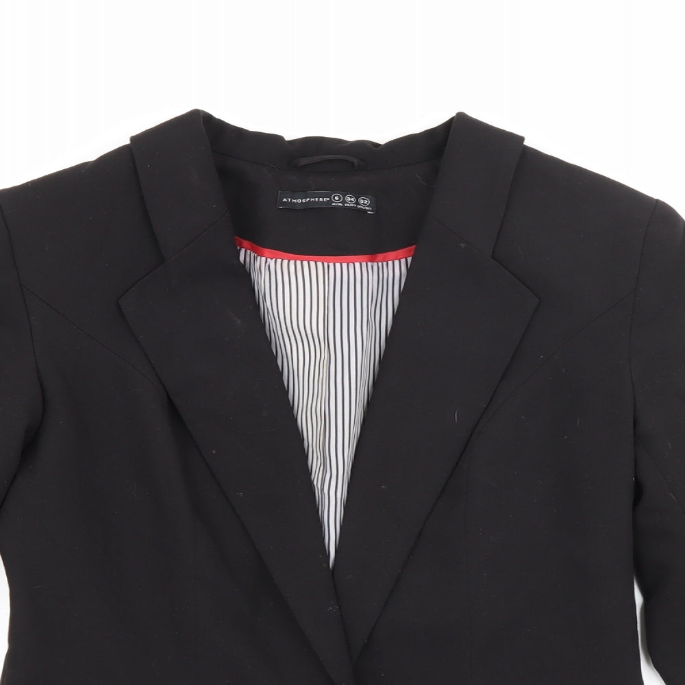Atmosphere Womens Black  Polyester Jacket Blazer Size 6