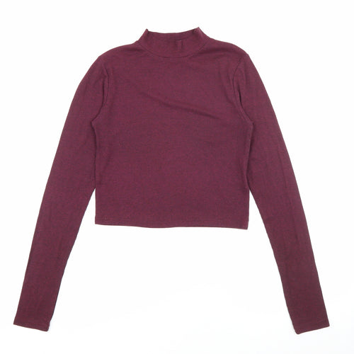 H&M Womens Purple High Neck  Polyester Pullover Jumper Size S