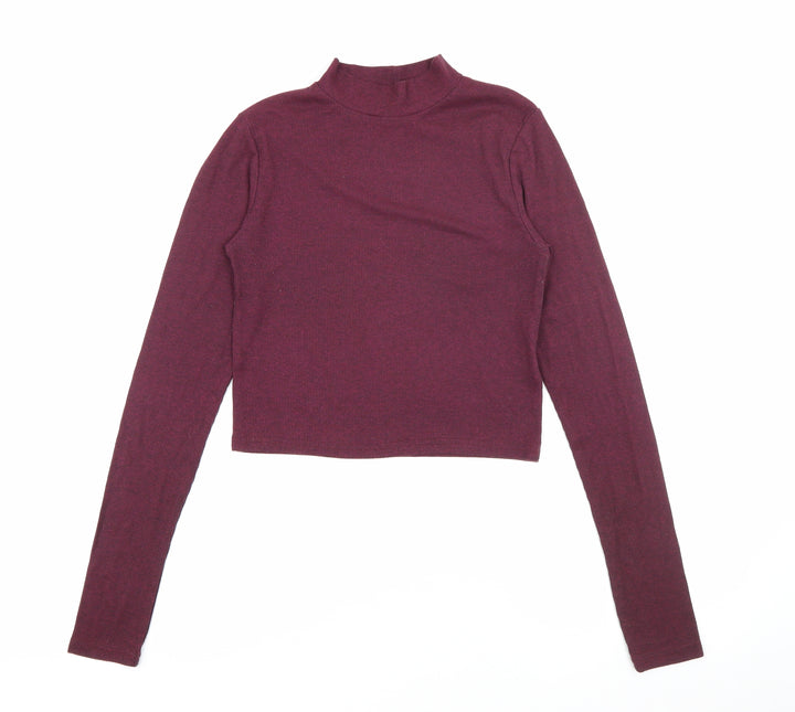 H&M Womens Purple High Neck  Polyester Pullover Jumper Size S