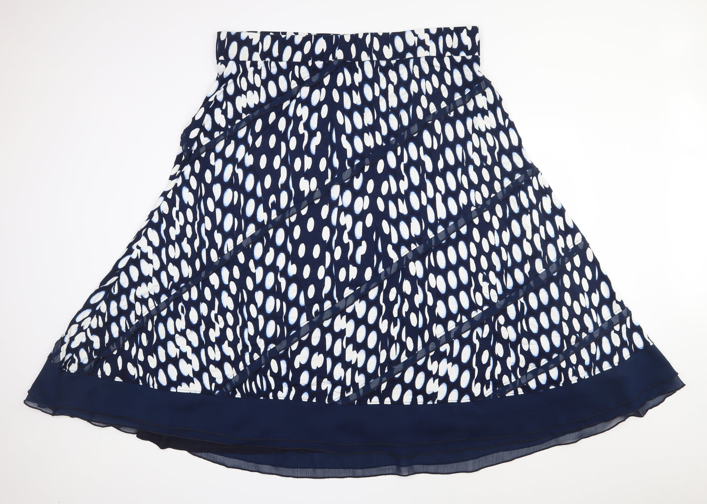 Per Una Womens Blue Polka Dot Viscose Swing Skirt Size 24