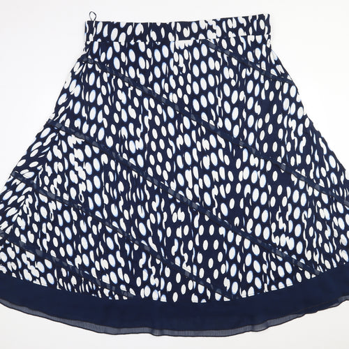 Per Una Womens Blue Polka Dot Viscose Swing Skirt Size 24
