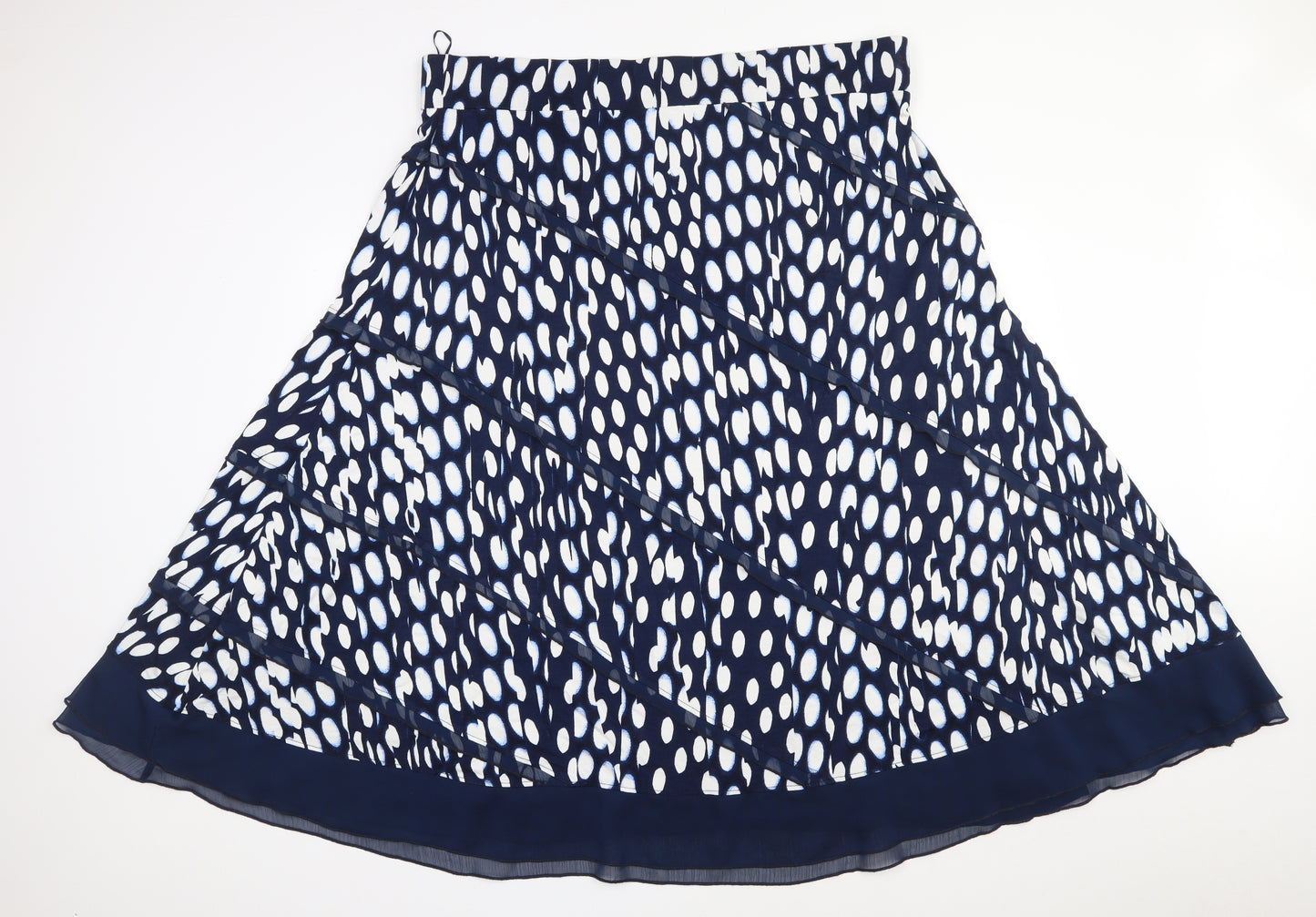 Per Una Womens Blue Polka Dot Viscose Swing Skirt Size 24