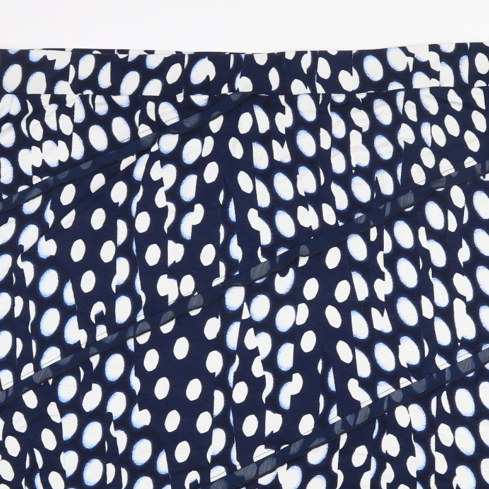 Per Una Womens Blue Polka Dot Viscose Swing Skirt Size 24