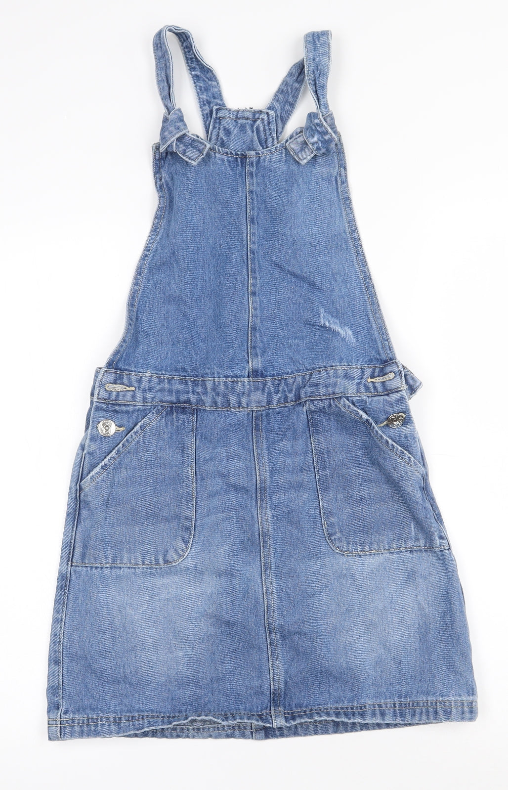 George Girls Blue  Cotton Pinafore/Dungaree Dress  Size 11-12 Years   Button