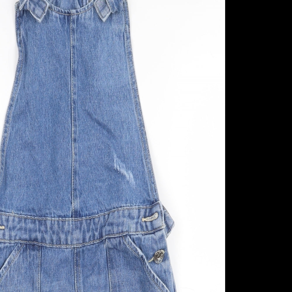 George Girls Blue  Cotton Pinafore/Dungaree Dress  Size 11-12 Years   Button