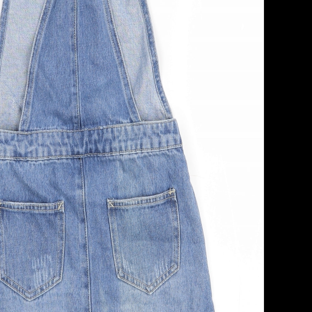 George Girls Blue  Cotton Pinafore/Dungaree Dress  Size 11-12 Years   Button