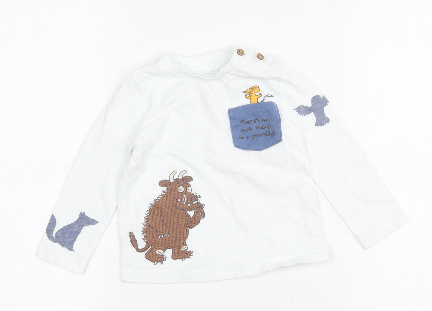 TU Baby White  Cotton Pullover T-Shirt Size 12-18 Months Round Neck Button