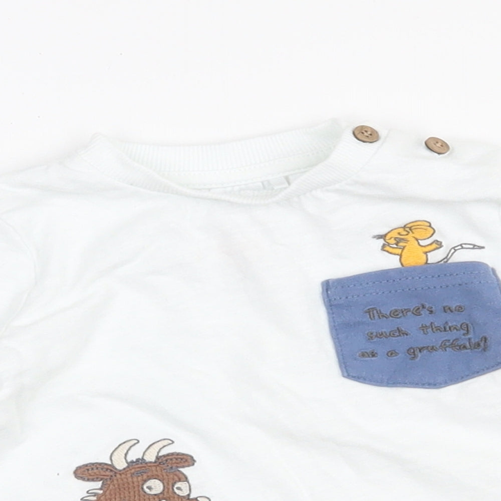 TU Baby White  Cotton Pullover T-Shirt Size 12-18 Months Round Neck Button