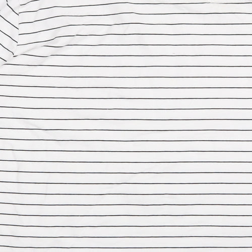 Nutmeg Womens White Striped Cotton Basic T-Shirt Size 20 Round Neck