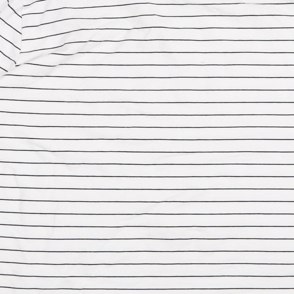 Nutmeg Womens White Striped Cotton Basic T-Shirt Size 20 Round Neck