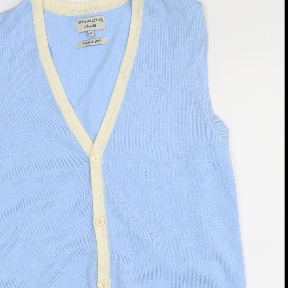 Christiano Baldinucci Mens Blue V-Neck  Viscose Vest Jumper Size M