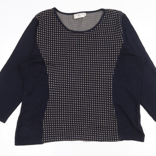 CC Womens Blue Round Neck Geometric Cotton Pullover Jumper Size 16