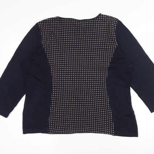 CC Womens Blue Round Neck Geometric Cotton Pullover Jumper Size 16